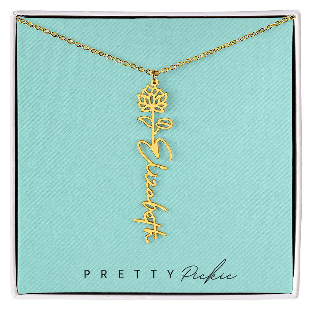 Birth Flower Name Necklace