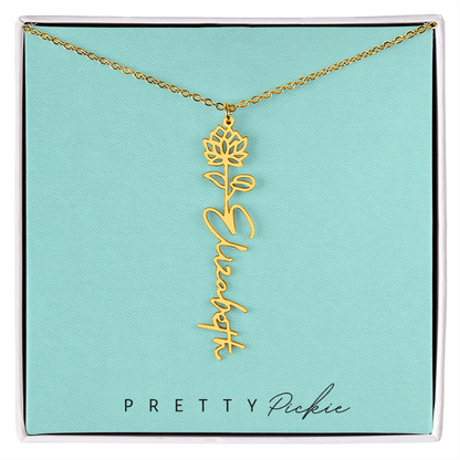 Birth Flower Name Necklace