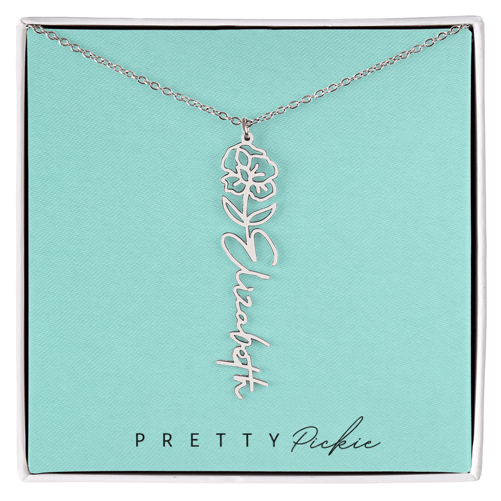 Birth Flower Name Necklace
