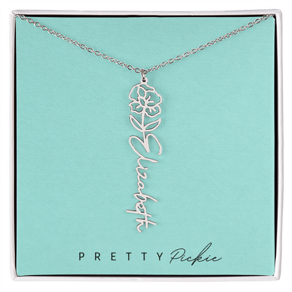 Birth Flower Name Necklace