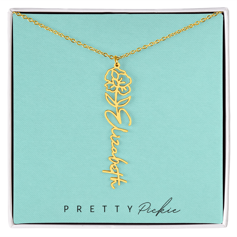 Birth Flower Name Necklace