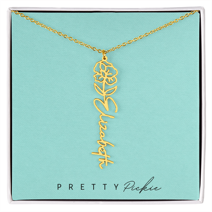 Birth Flower Name Necklace