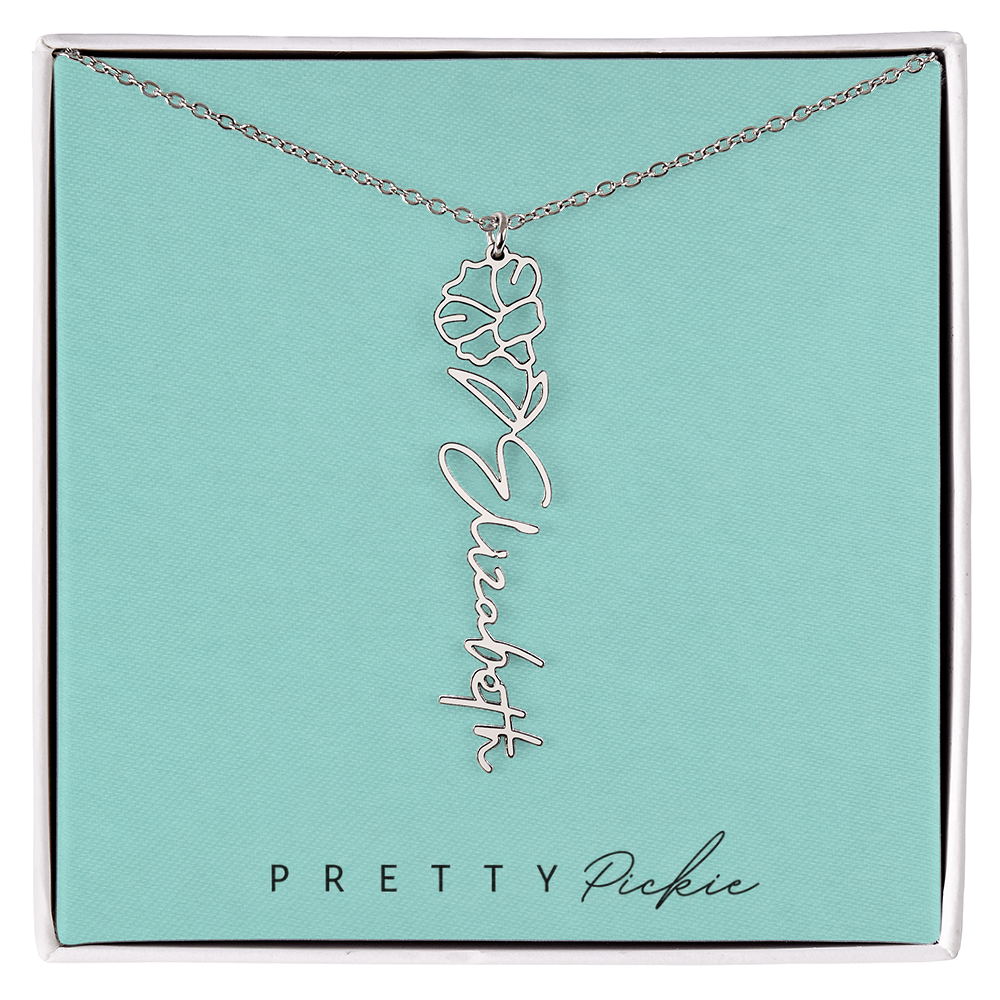 Birth Flower Name Necklace