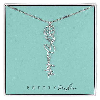 Birth Flower Name Necklace