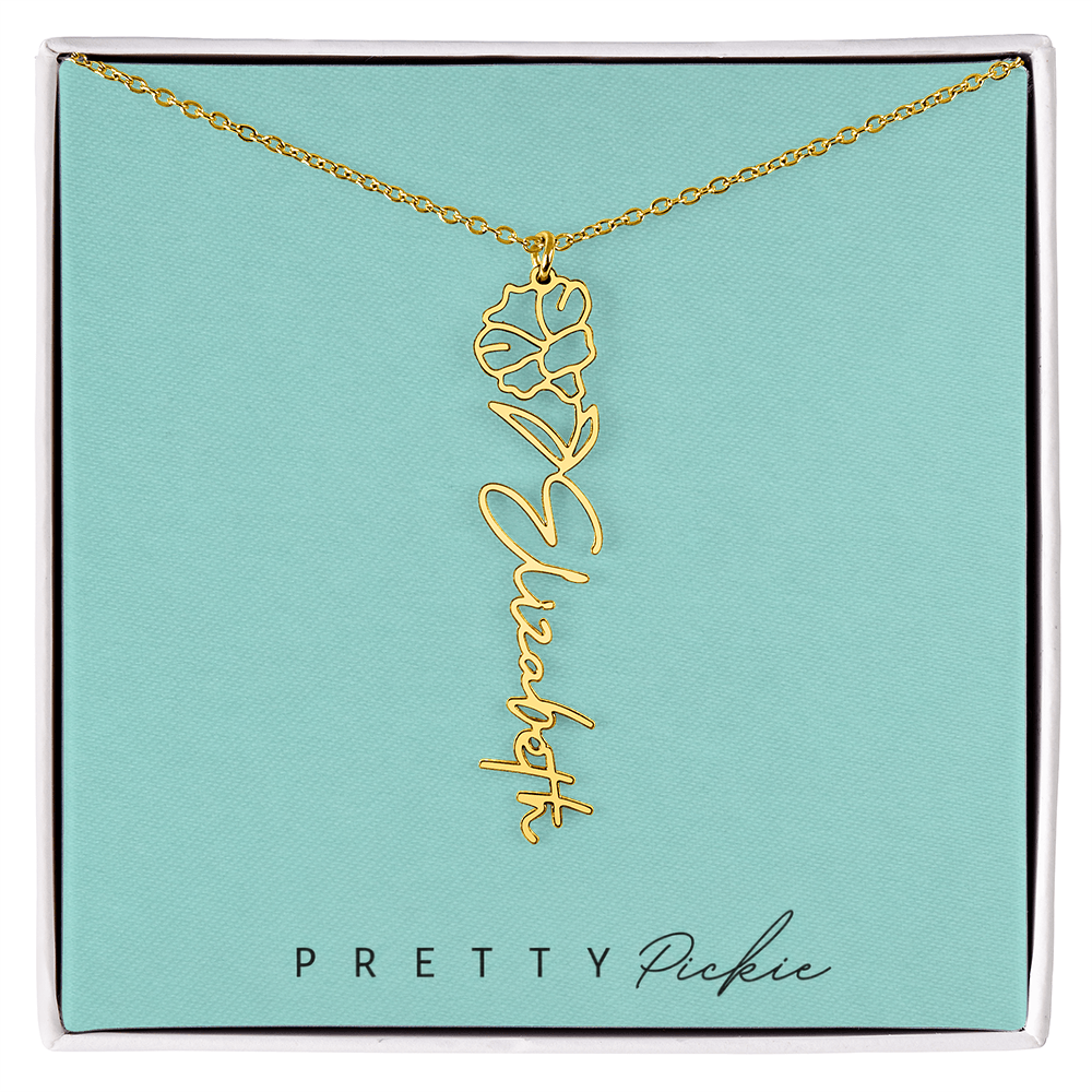 Birth Flower Name Necklace