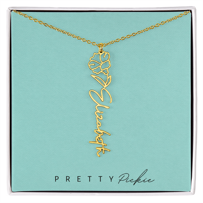 Birth Flower Name Necklace