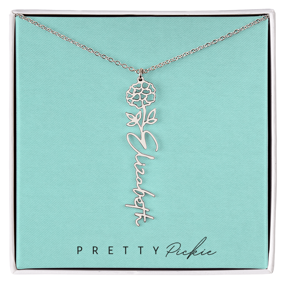 Birth Flower Name Necklace