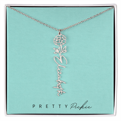 Birth Flower Name Necklace