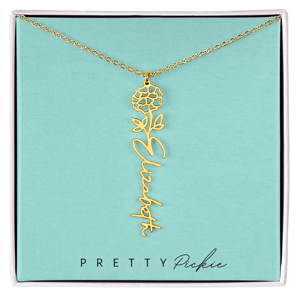 Birth Flower Name Necklace