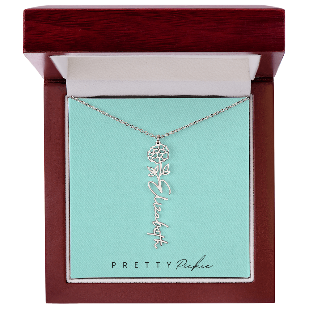 Birth Flower Name Necklace