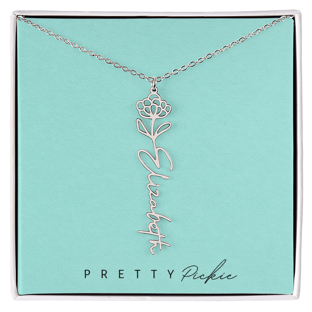 Birth Flower Name Necklace