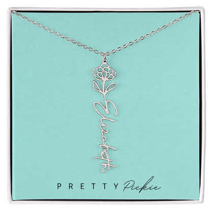 Birth Flower Name Necklace