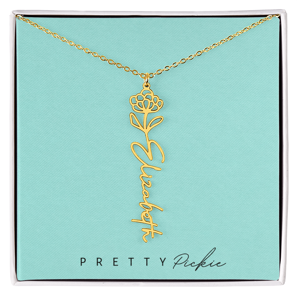 Birth Flower Name Necklace