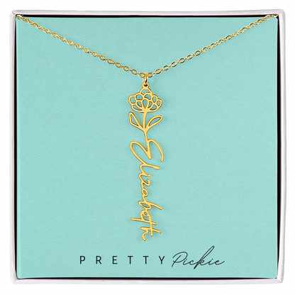 Birth Flower Name Necklace
