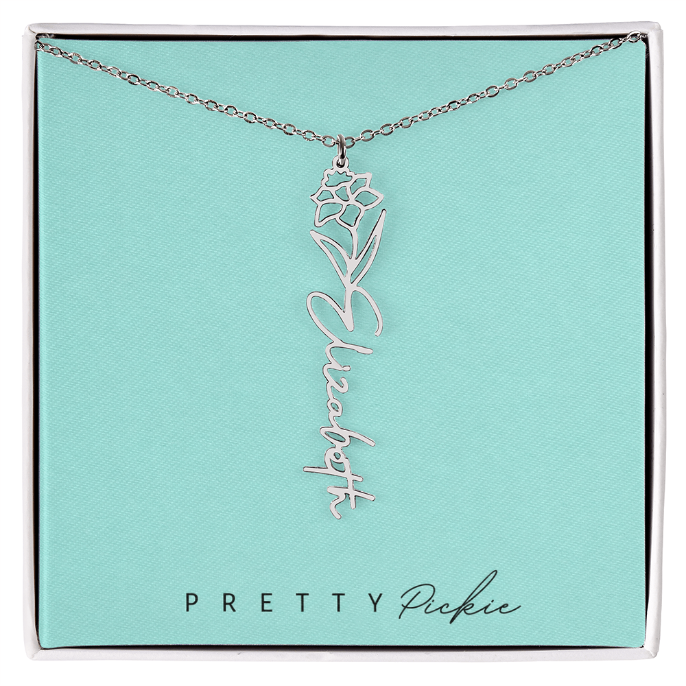 Birth Flower Name Necklace
