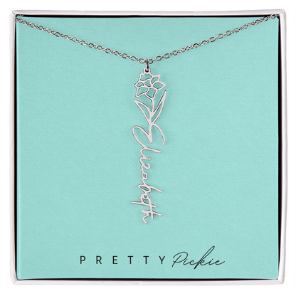 Birth Flower Name Necklace