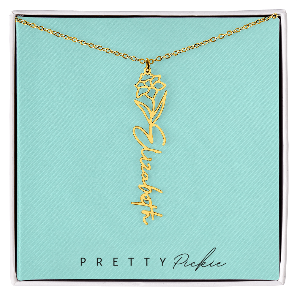 Birth Flower Name Necklace