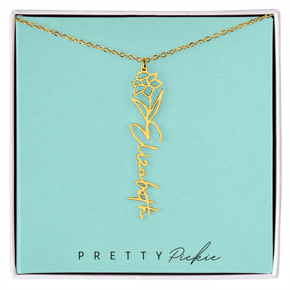 Birth Flower Name Necklace