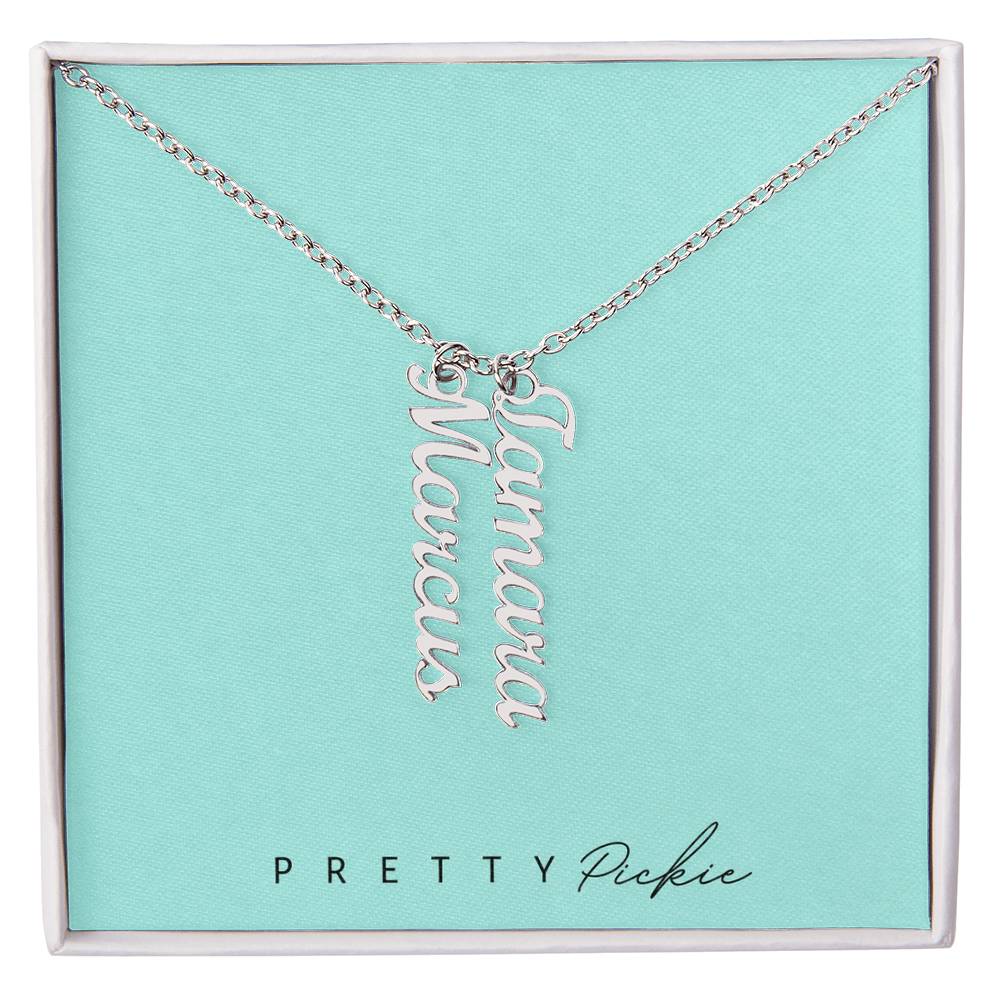 Vertical Name Necklace with 1 to 4 Names