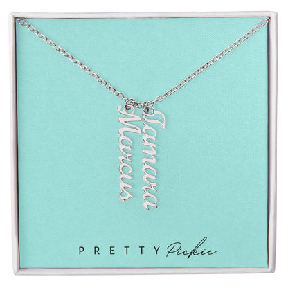 Vertical Name Necklace with 1 to 4 Names