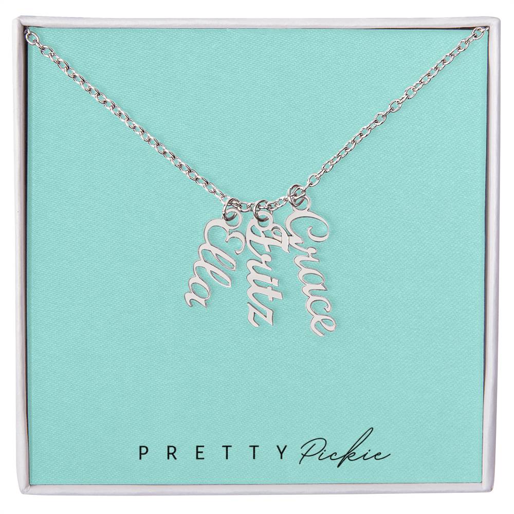Vertical Name Necklace with 1 to 4 Names