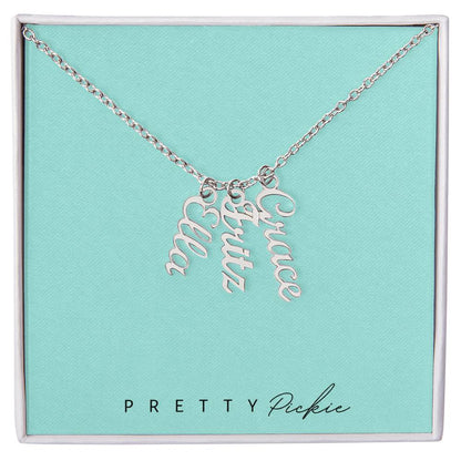 Vertical Name Necklace with 1 to 4 Names
