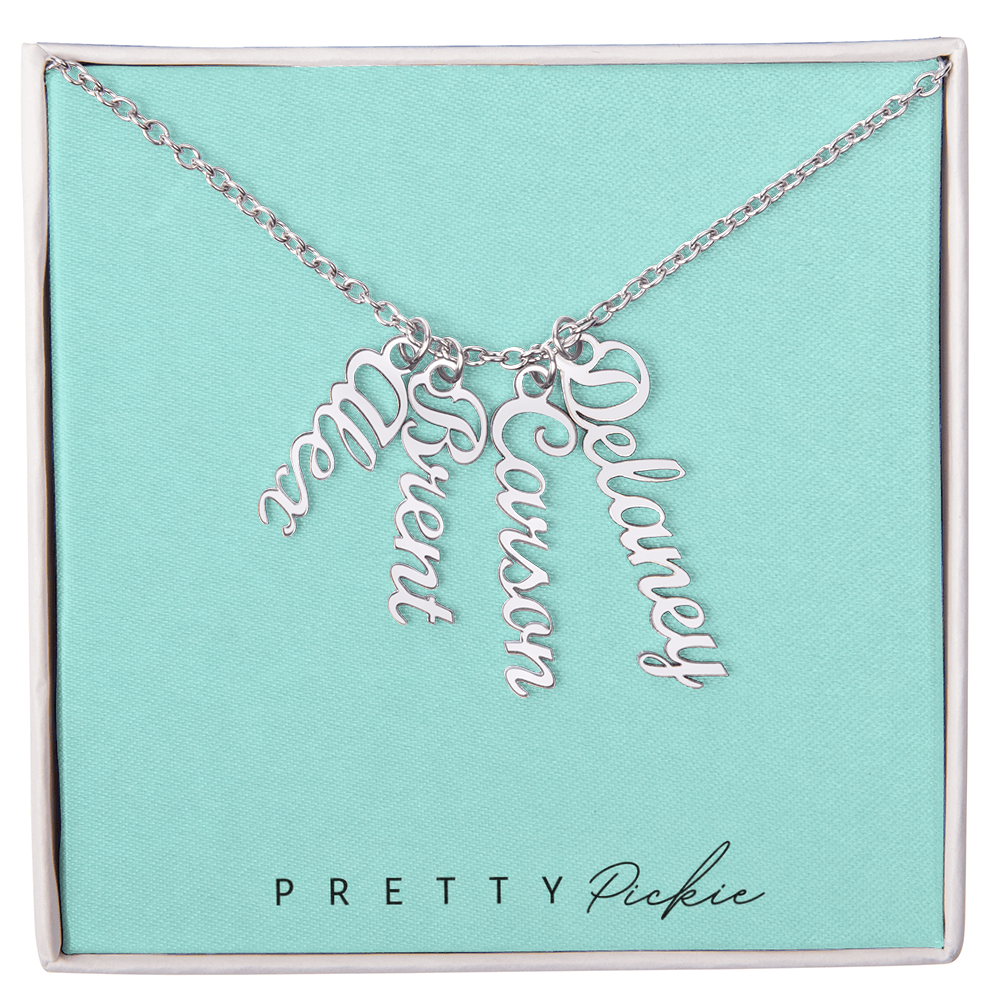 Vertical Name Necklace with 1 to 4 Names