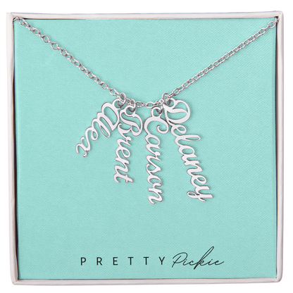 Vertical Name Necklace with 1 to 4 Names