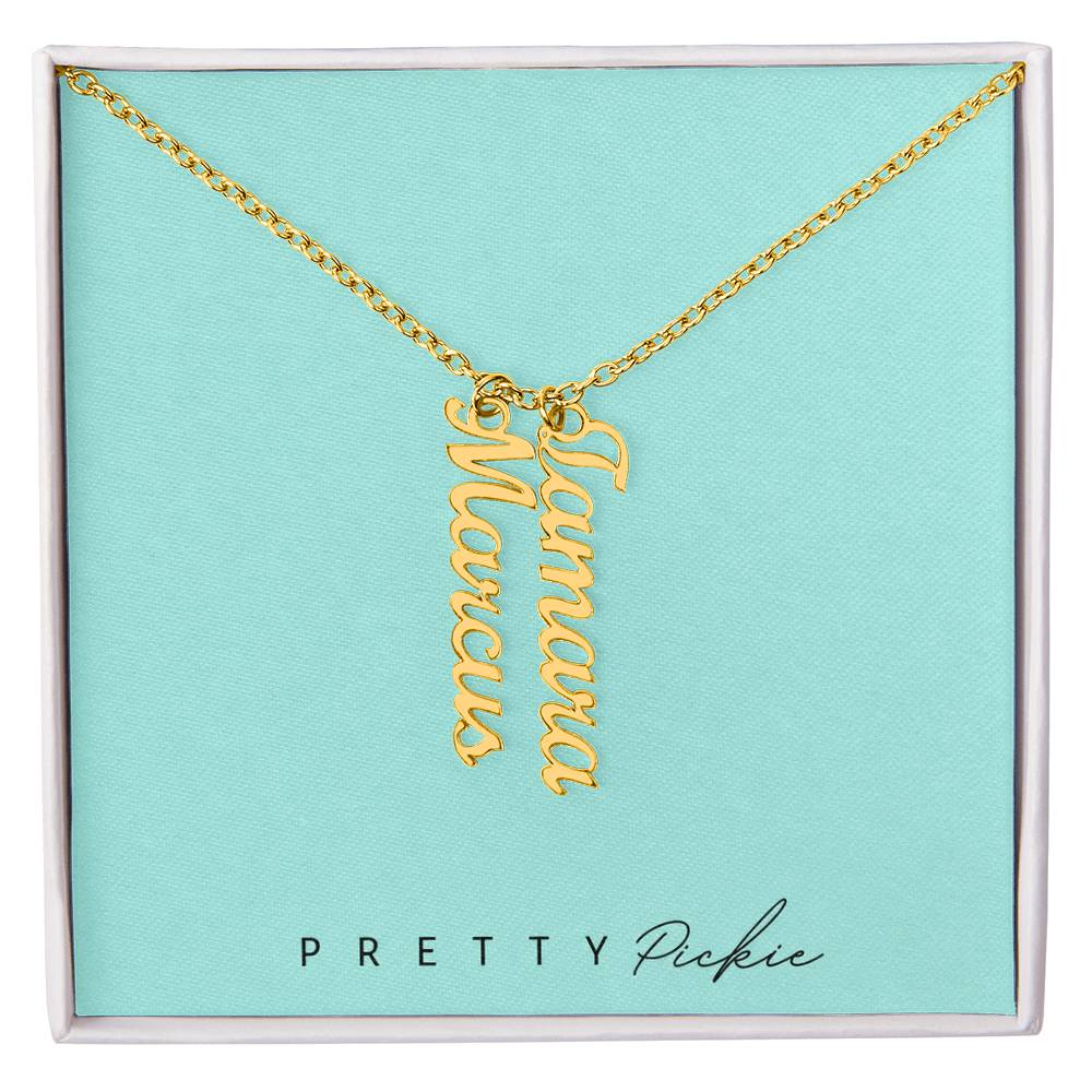 Vertical Name Necklace with 1 to 4 Names