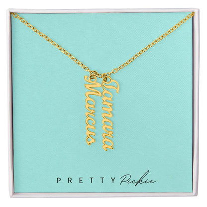 Vertical Name Necklace with 1 to 4 Names