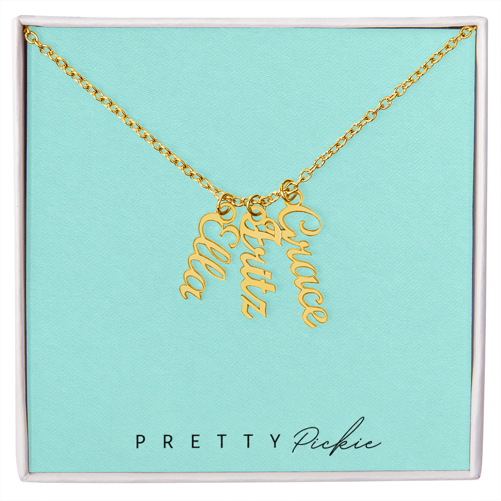 Vertical Name Necklace with 1 to 4 Names