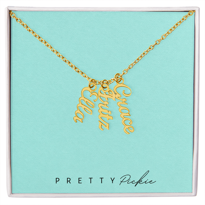 Vertical Name Necklace with 1 to 4 Names