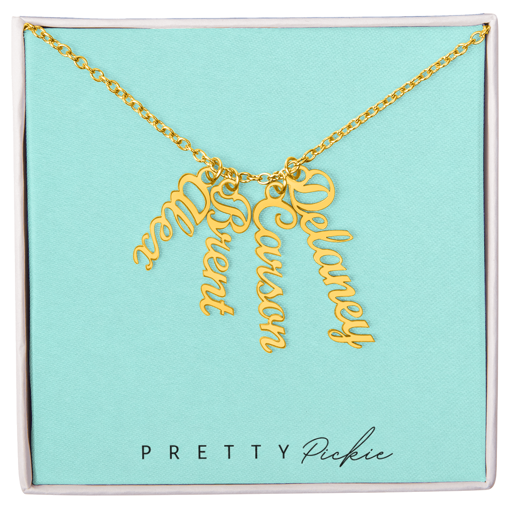 Vertical Name Necklace with 1 to 4 Names