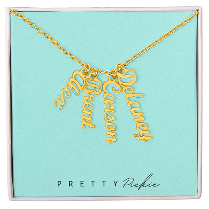 Vertical Name Necklace with 1 to 4 Names