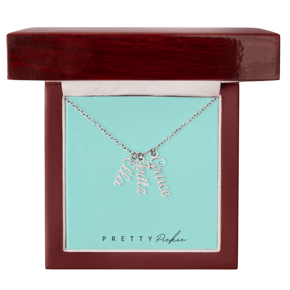 Vertical Name Necklace with 1 to 4 Names