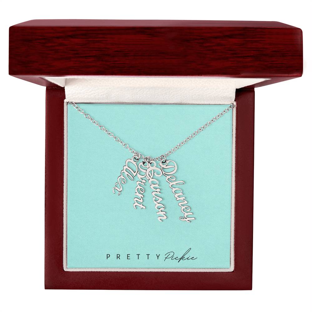 Vertical Name Necklace with 1 to 4 Names