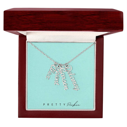 Vertical Name Necklace with 1 to 4 Names