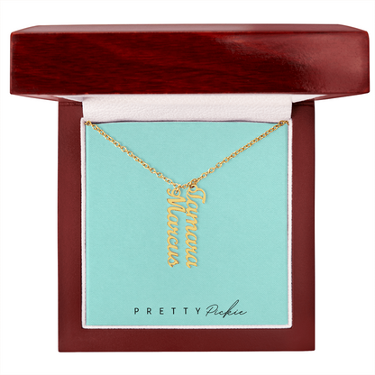 Vertical Name Necklace with 1 to 4 Names