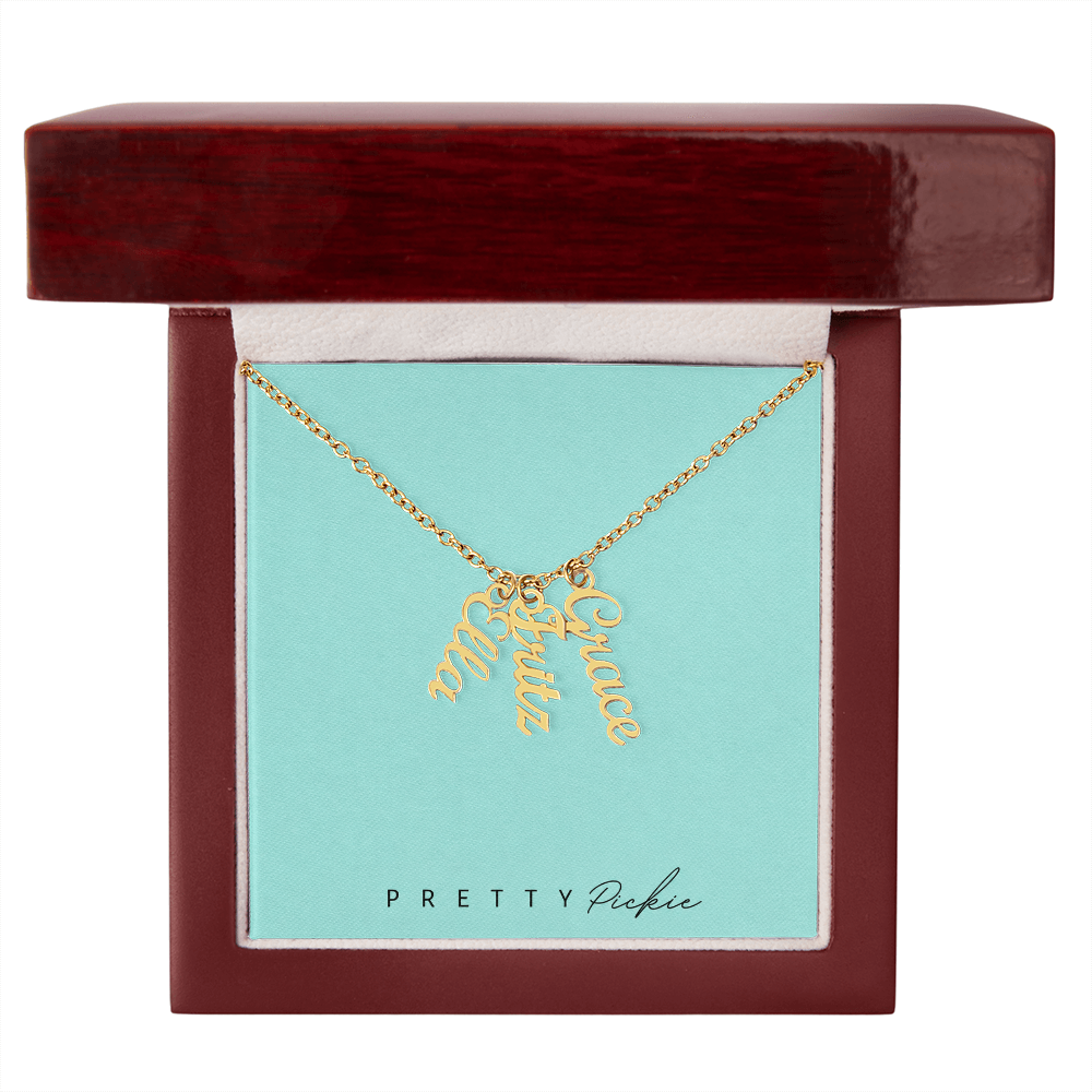 Vertical Name Necklace with 1 to 4 Names