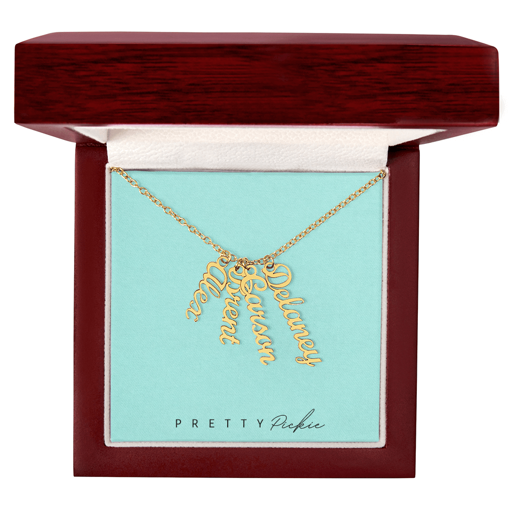 Vertical Name Necklace with 1 to 4 Names