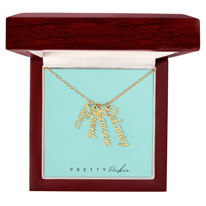 Vertical Name Necklace with 1 to 4 Names