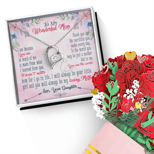 To My Wonderful Mom Necklace & Bouquet Gift Set