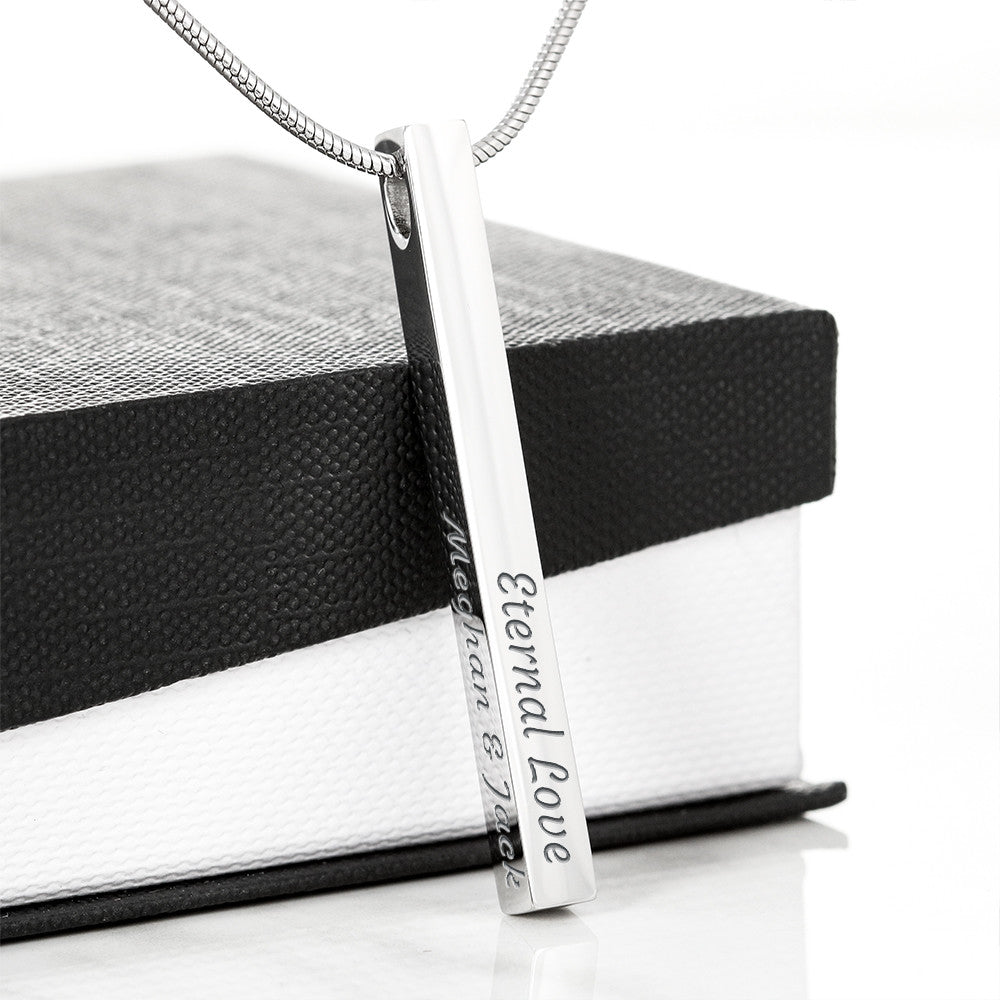 Engraved 4-Sided Bar Necklace
