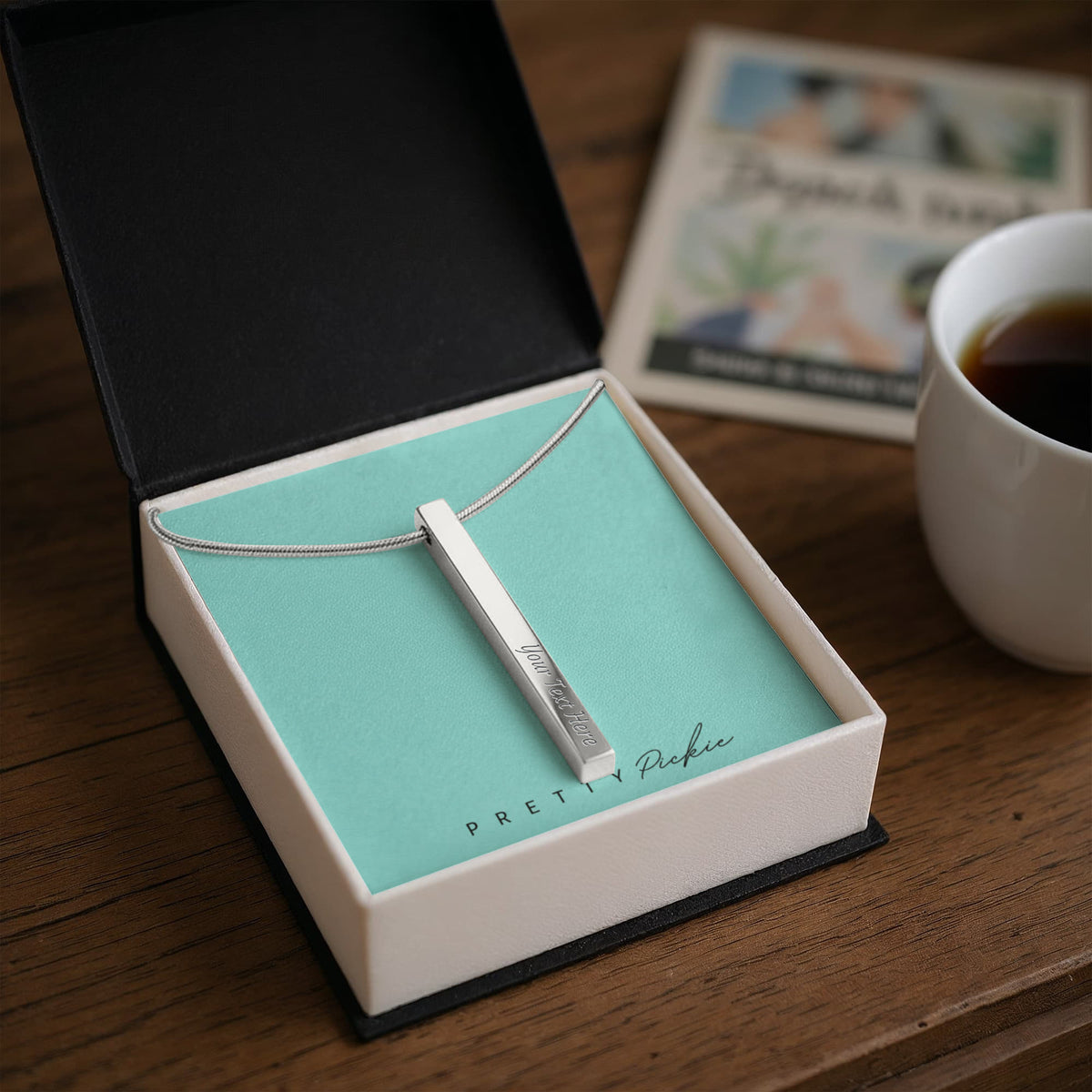 Engraved 4-Sided Bar Necklace