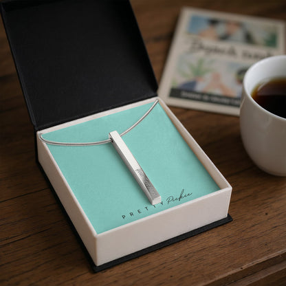 Engraved 4-Sided Bar Necklace