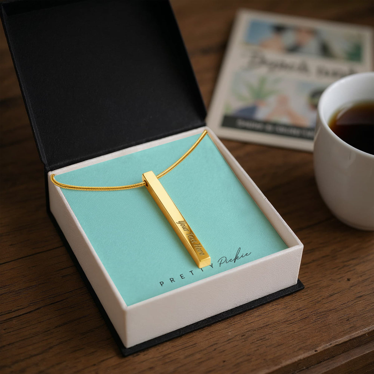 Engraved 4-Sided Bar Necklace