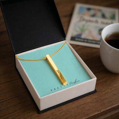 Engraved 4-Sided Bar Necklace
