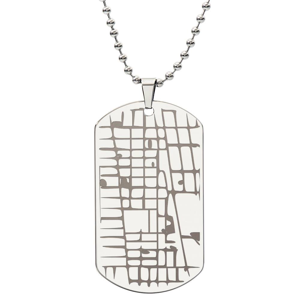 Custom Map Dog Tag Necklace