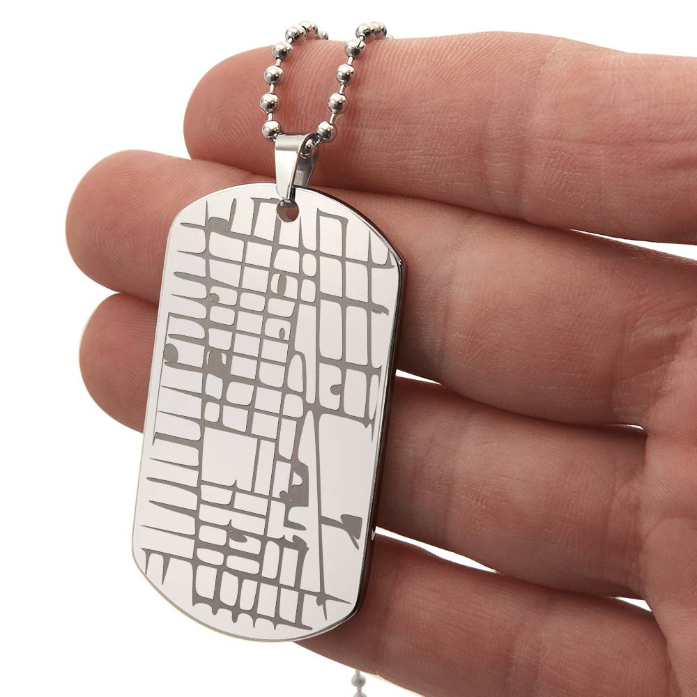 Custom Map Dog Tag Necklace