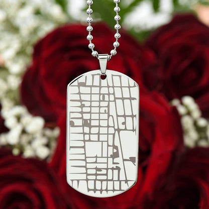 Custom Map Dog Tag Necklace